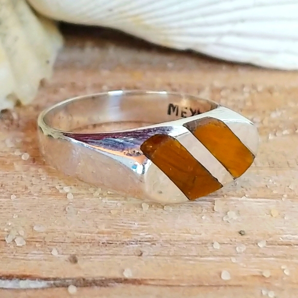 Jewelry - Vintage Tiger's Eye Inlay Stone & 925 Ring